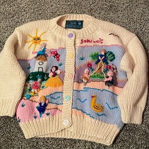 Vintage show white, unique hand crafted cardigan for toddler sz 2!